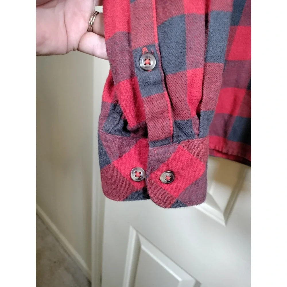 The North Face Flannel Shirt Mens Large Red Black Buffalo Check Long Sleeve